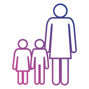 oğlu ve kızı siluet avatarları ile şekil anne