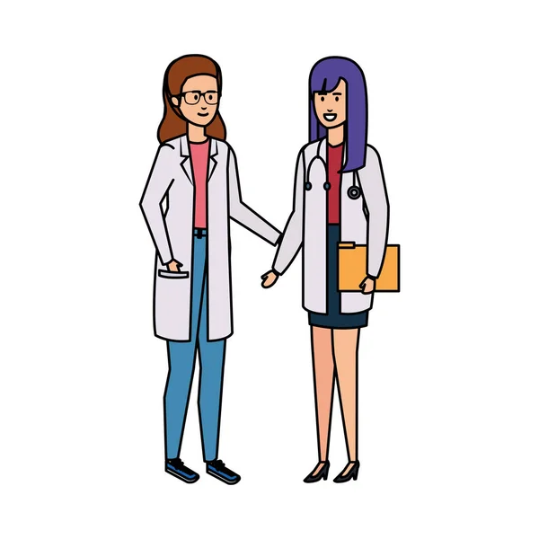 Professionals female doctors characters — Stock Vector