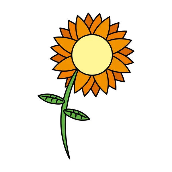 Niedliche Sonnenblume isoliert Symbol — Stockvektor