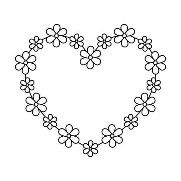 Hermosas flores con forma de corazón — Vector de stock