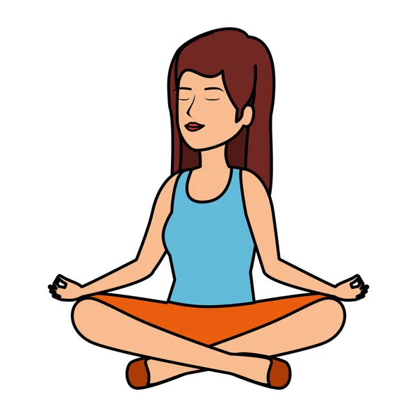 Hermosa mujer practicando yoga — Vector de stock