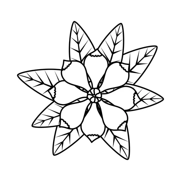 Fleur avec icône de feuilles — Image vectorielle