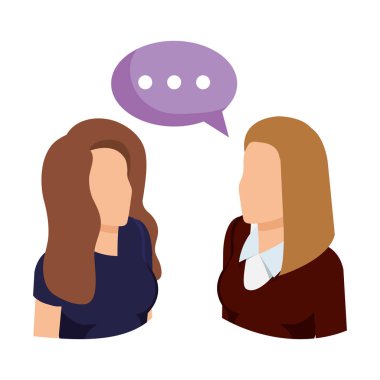 Çift iş kadınları ile konuşma balonu