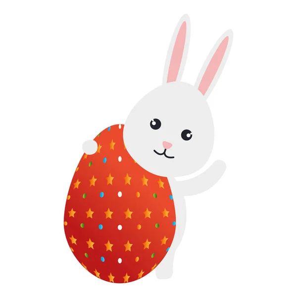 Pintura de ovo com decoração bonito Páscoa coelho — Vetor de Stock