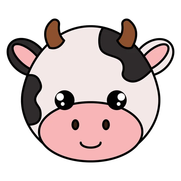 Милий і маленький персонаж голови корови — стоковий вектор