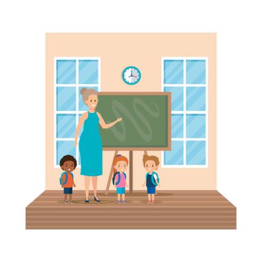 okul çocukları sınıf sahnesi ile öğretmen kadın