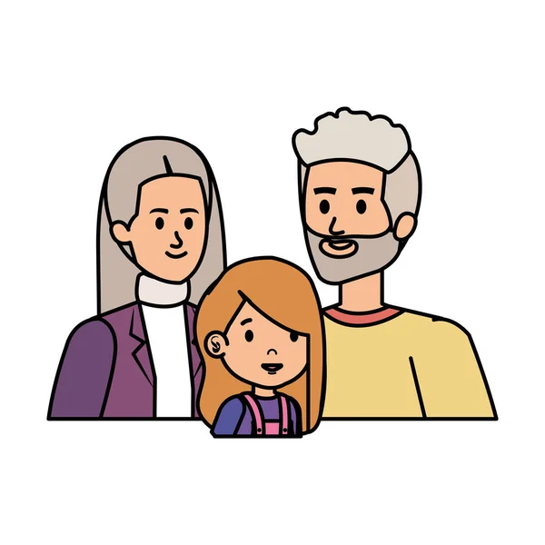 可爱的大父母夫妇与奶奶 — 图库矢量图片