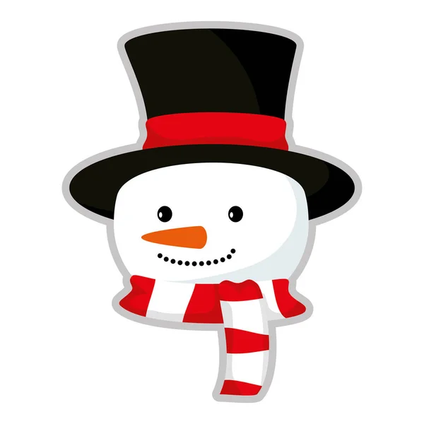 Niedlichen Schneemann Kopf Weihnachten Charakter — Stockvektor