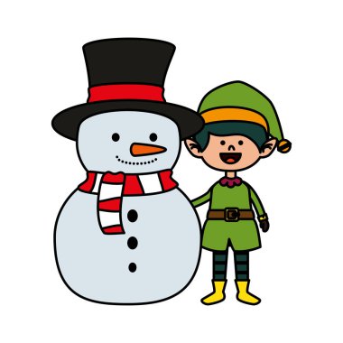 sevimli elf ve kardan adam noel karakterleri