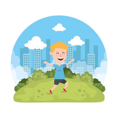 sevimli küçük çocuk parkı üzerinde oynama