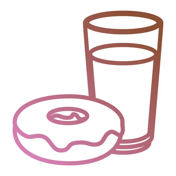 Fresh milk glass and sweet donut — Stock Vector