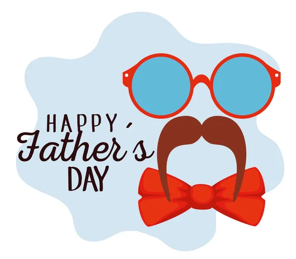 Glasses with mustache and tie bow to fathers day — Stock Vector