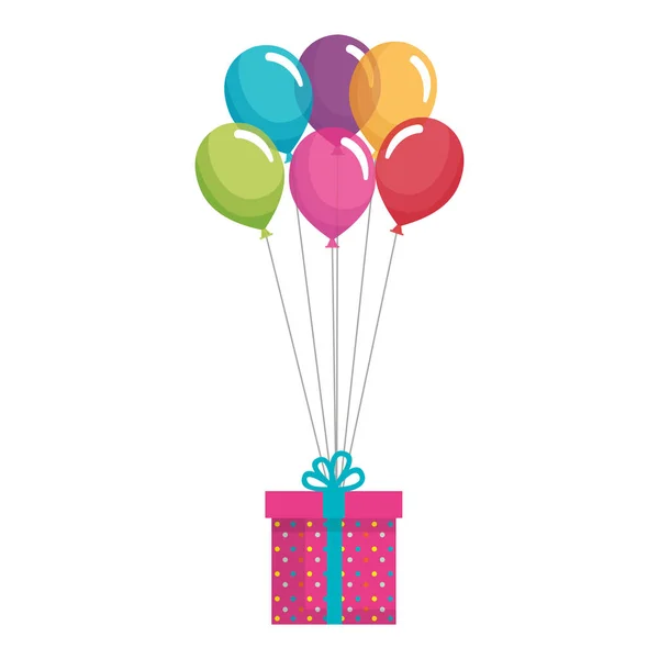 Luftballons mit Geschenk-Box — Stockvektor