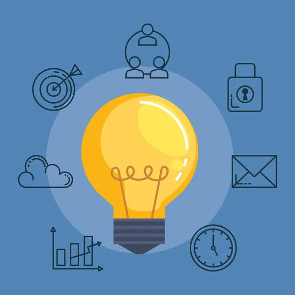 Lamp met Business Marketing — Stockvector