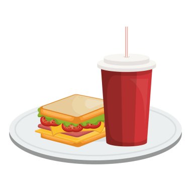 Lezzetli sandviç ve gazoz lokanta simgesi
