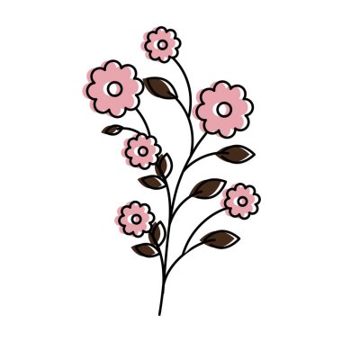 Dekoratif yapraklarla güzel çiçekler