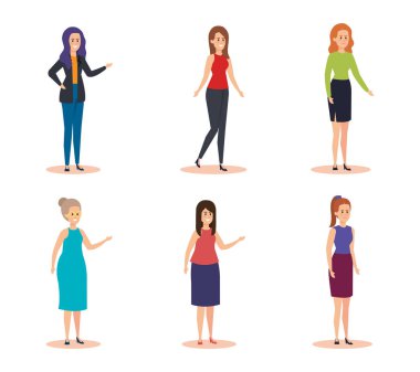 giysi ve saç modeli ile sevimli kadın seti