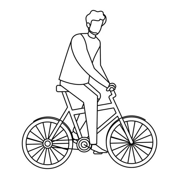 Ung man cykel avatar karaktär — Stock vektor