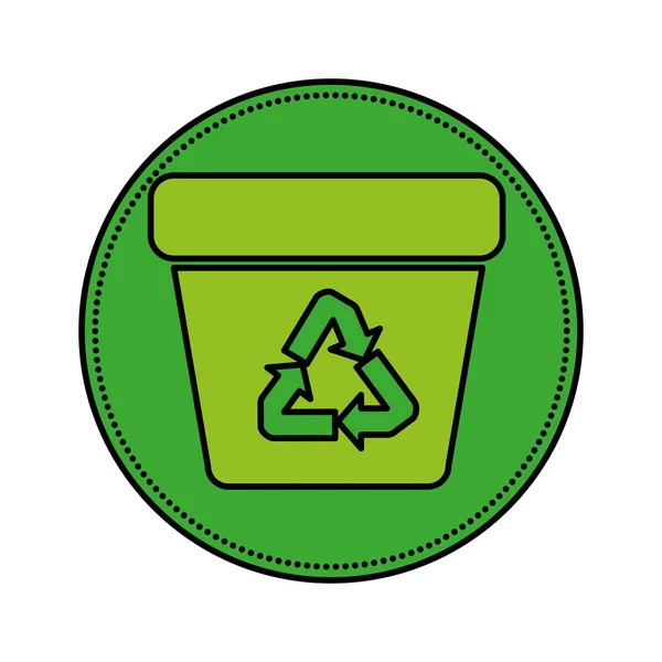 Garbage pot with recycle arrows symbol — Stock Vector