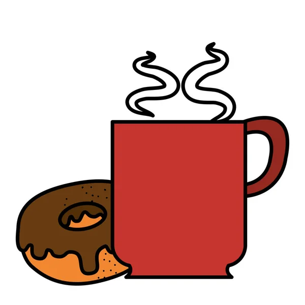 Kaffeetasse mit süßen Donuts — Stockvektor