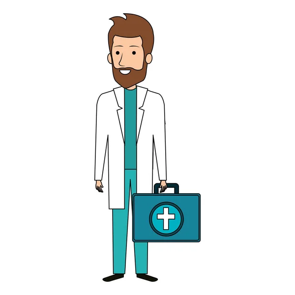 Médico com caráter avatar kit médico —  Vetores de Stock