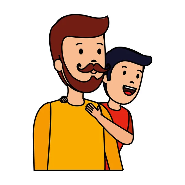 Pai jovem com personagens filho —  Vetores de Stock
