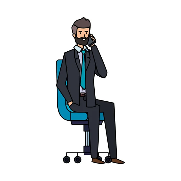 Elegant businessman sitting in office chair — Stock Vector