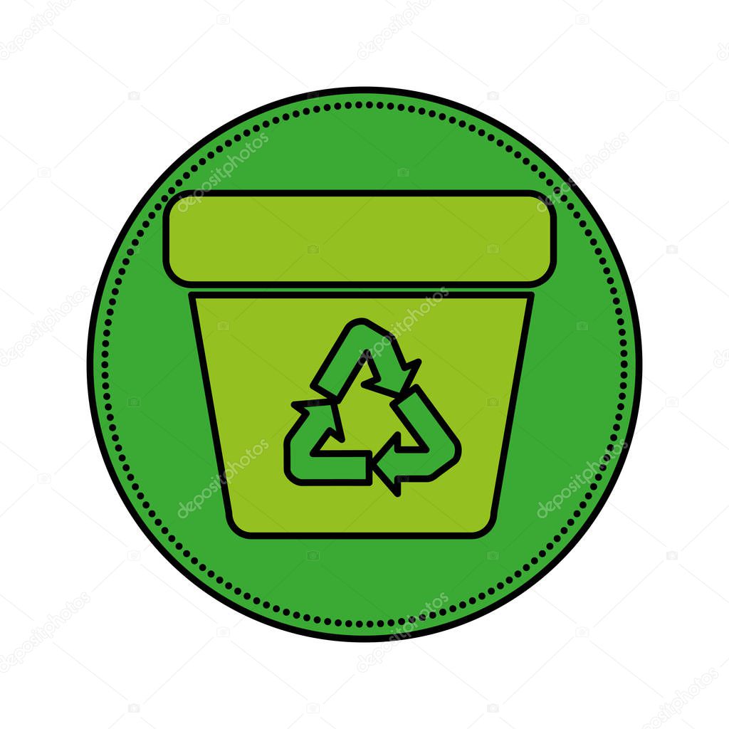 garbage pot with recycle arrows symbol