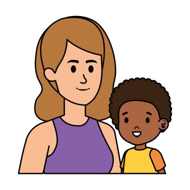 Afro oğlu olan genç bir anne.