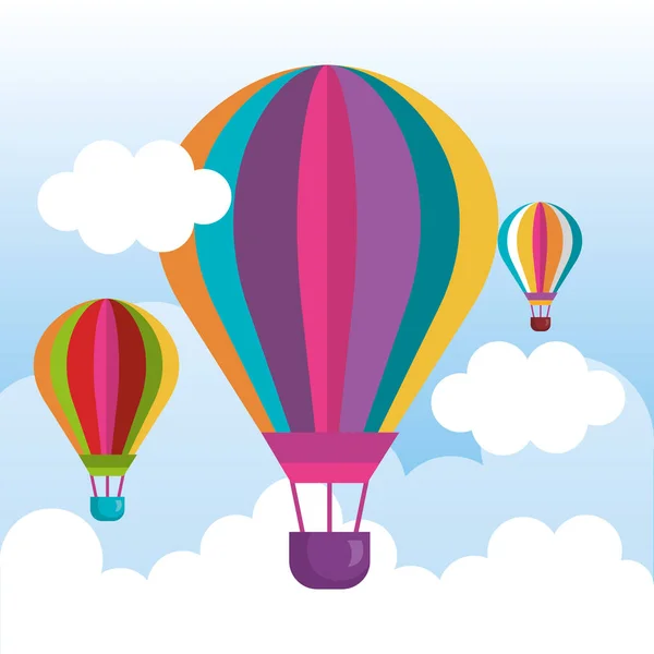 Ballonnen de lucht warm vliegen — Stockvector