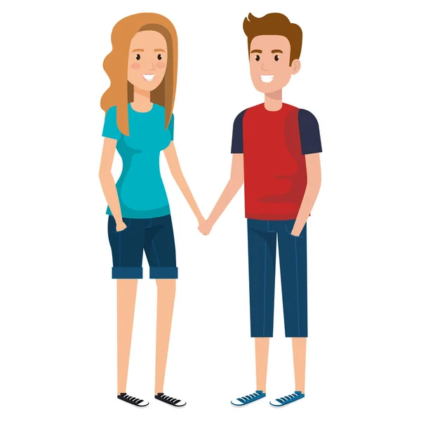 Young couple avatars characters — Stock Vector