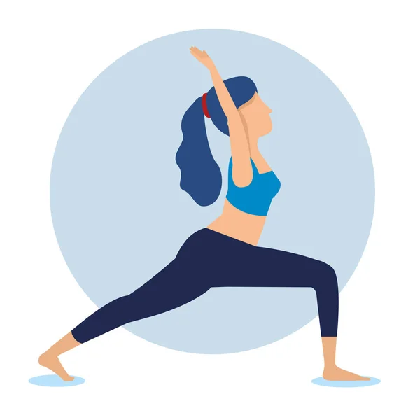 Fitness γυναίκα εξάσκηση γιόγκα άσκηση — Διανυσματικό Αρχείο