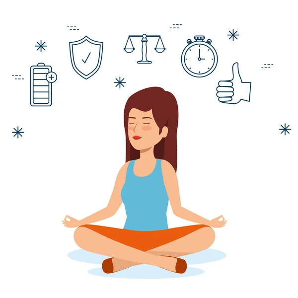 Relajación de la mujer a la salud estilo de vida equilibrio — Vector de stock