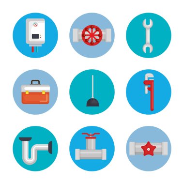 satırı araçları sıhhi tesisat Icons set