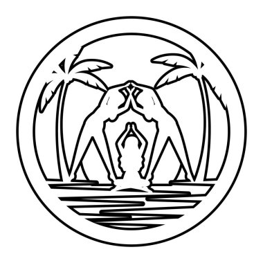 plajda yoga pozisyonu uygulayan kadınların siluetleri