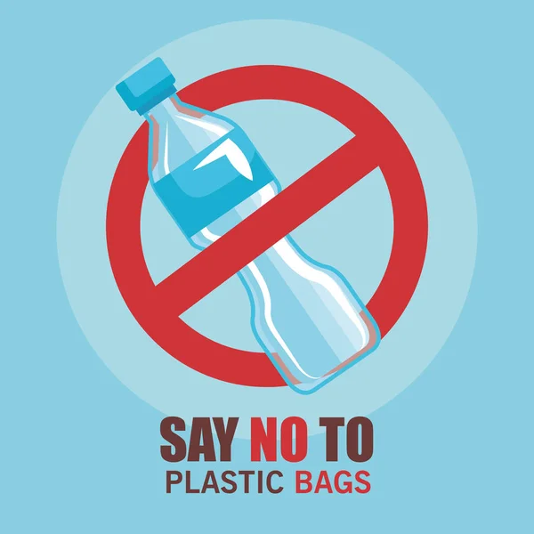 Toksyczne plastikowe butelki i powiedzieć nie więcej torby — Wektor stockowy