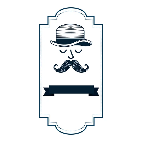 Gentleman top hat and mustache frame — Stock Vector