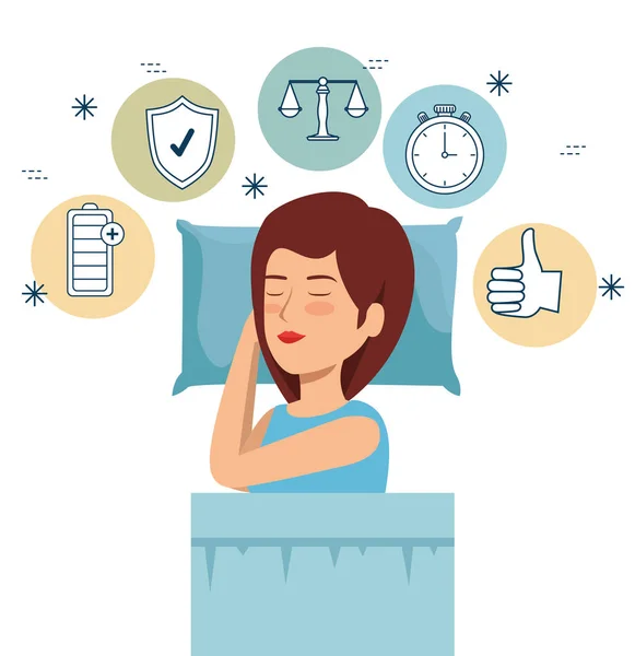 Mujer durmiendo a la salud estilo de vida equilibrio — Archivo Imágenes Vectoriales