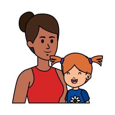 küçük kızı karakterleri ile Afrikalı anne