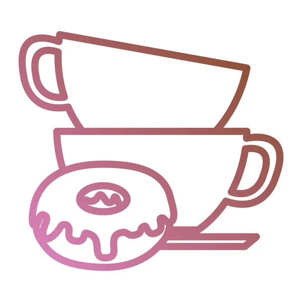 Taza de café con rosquillas dulces — Vector de stock