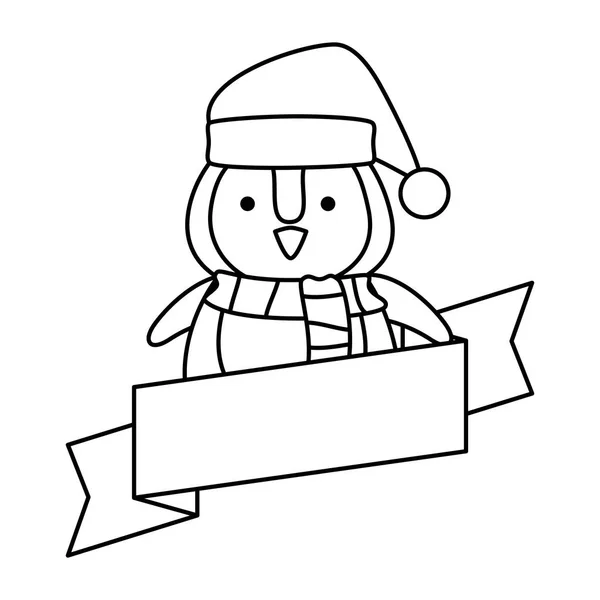Милый пингвин в шляпе Санта Клауса — стоковый вектор