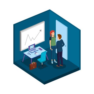 iş çift ofis sahnesinde