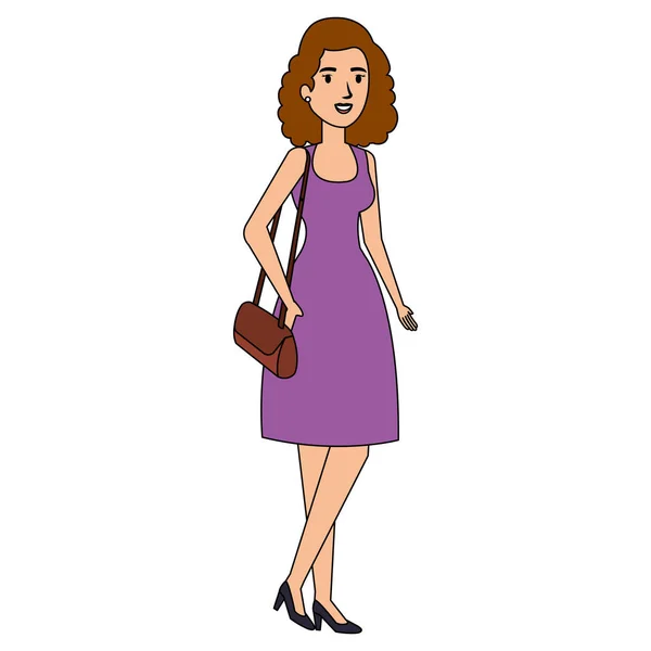 Femme d'affaires avec sac à main avatar personnage — Image vectorielle
