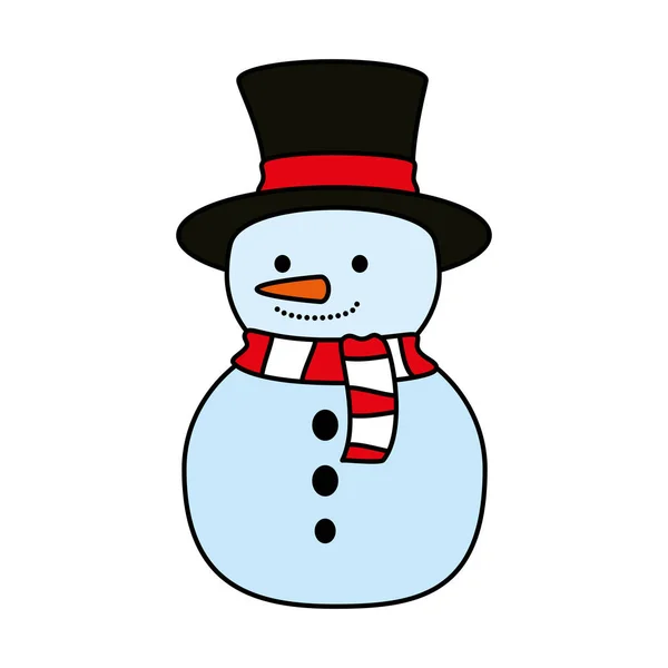 Lindo muñeco de nieve carácter de Navidad — Vector de stock