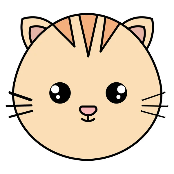 Personagem cabeça bonito e pequeno gato — Vetor de Stock
