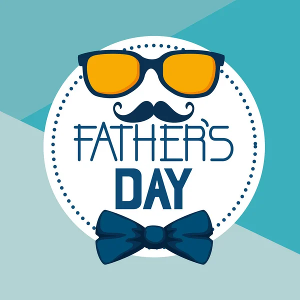标签与眼镜和领带弓的父亲日 — 图库矢量图片
