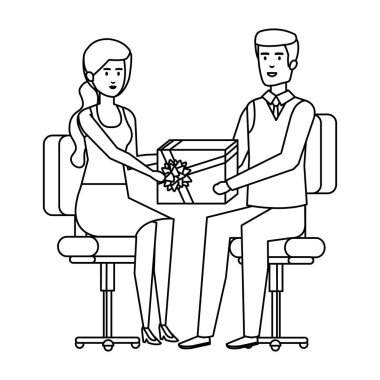 hediye veren sandalyelerde oturan iş çift