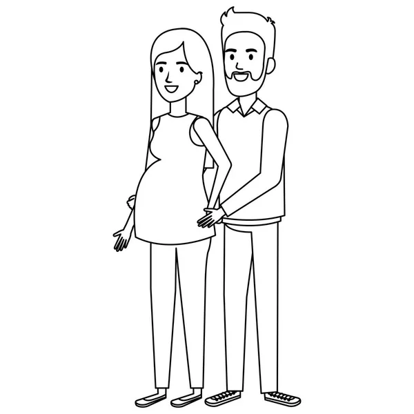 Man met vrouw pregnacy avatar karakter — Stockvector