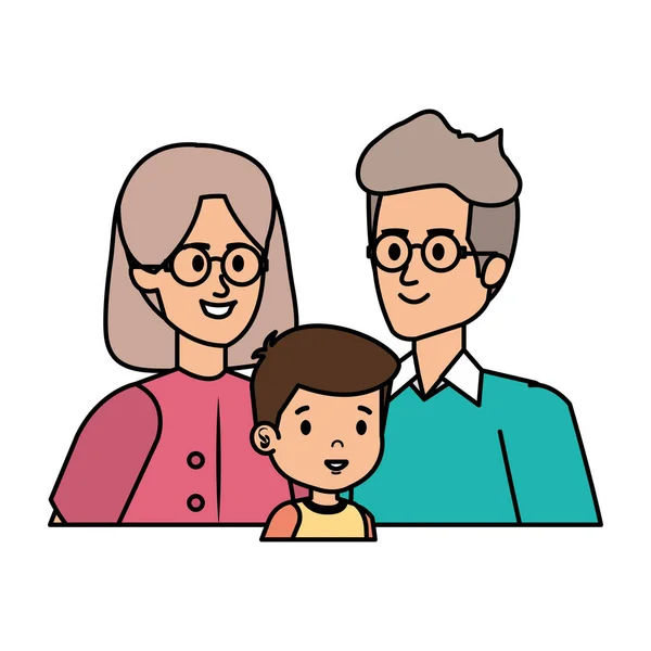 Lindo abuelos pareja con nieto — Vector de stock