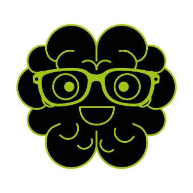gözlük kawaii karakter ile beyin